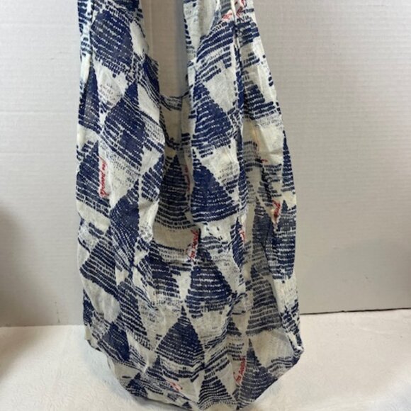Free People Reusable Bag Gauze Linen Geometric Print Hobo Tote One Strap - Picture 3 of 9
